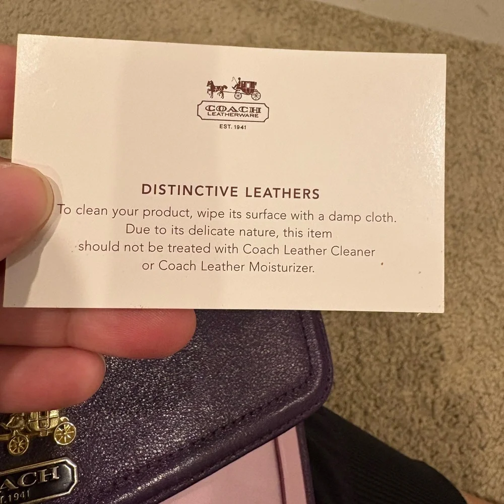 Vintage Coach Madison Leather Tri fold Checkbook Wallet Purple and Pink EUC - Picture 10 of 15